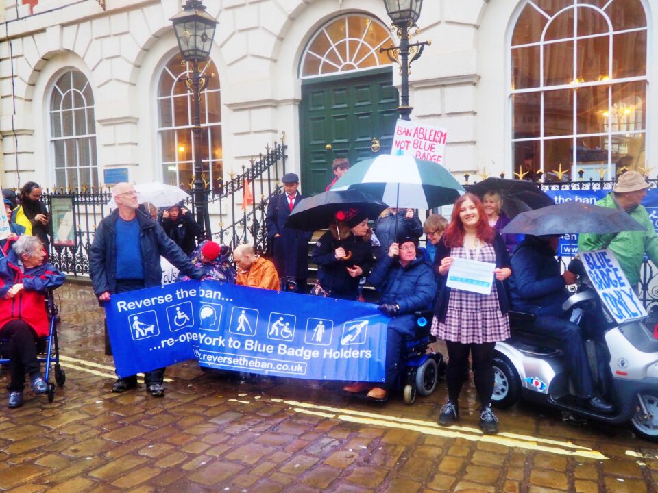 A group of peaceful protesters in York